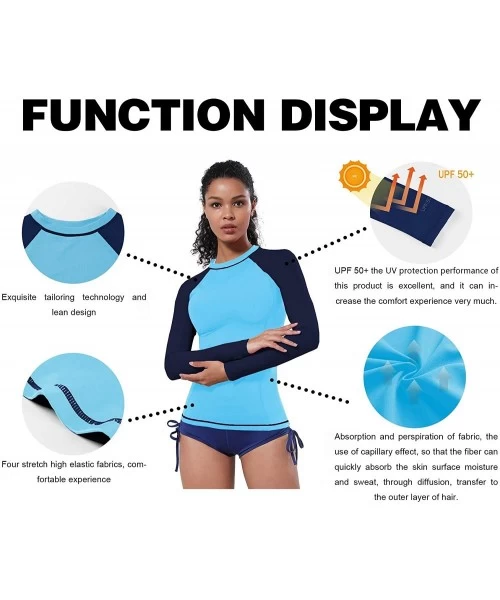 Rash Guards Long/Short Sleeve Rashguard for Women UPF 50+ Sun Protection Swim Shirts Swimsuit Swim Top Surfing Swimwear - Col...