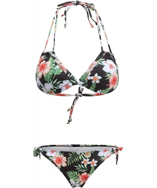 Sets Women's Two Piece Swimsuit Flower Hawaiian Bikini Sets - Green - C318YET970C