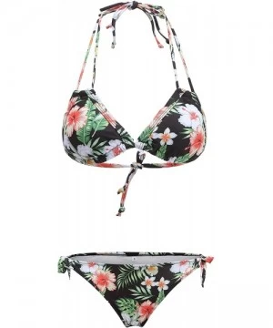 Sets Women's Two Piece Swimsuit Flower Hawaiian Bikini Sets - Green - C318YET970C