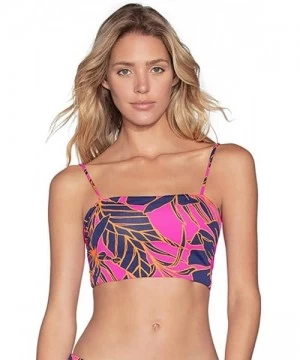 Tops Sparkling Mermaid Reversible Cami Bikini Top - Hibiscus Pink Floral - C918Y3295HM