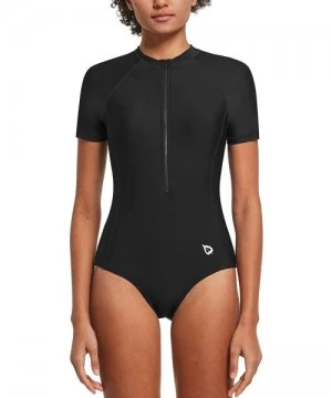 One-Pieces Women's Long Sleeve One Piece Sun Protection Rash Guard Rashguard UPF 50+ Wetsuit Swimsuit - 1-black - CA196EK8MDH