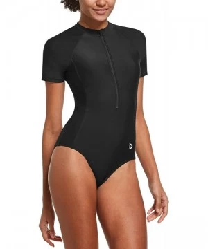 One-Pieces Women's Long Sleeve One Piece Sun Protection Rash Guard Rashguard UPF 50+ Wetsuit Swimsuit - 1-black - CA196EK8MDH