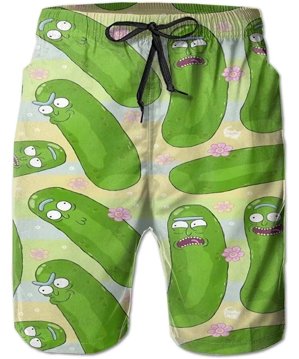 Board Shorts Flower Pickle Rick Men's Teens Swim Trunks Quick Dry Board Shorts - CV19C5HO4A7