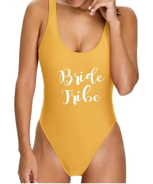 One-Pieces Birde One Piece Swimsuit Swimwear Monokini Bathing Suit Sexy Flouncing High Cut Backless Bridesmaid Gift - Bridetr...