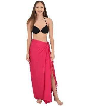 Cover-Ups Plain Sarong Womens Sheer Beach Swimsuit Cover Up Bikini Wrap + Coconut Clip - Hot Pink - CG18UXEGLLU