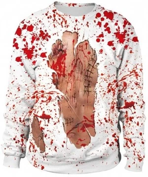 Rash Guards Halloween Mens Casual Scary Lover 3D Print Party Long Sleeve Hoodie Top Blouse - White - CL18YGKZ7MC