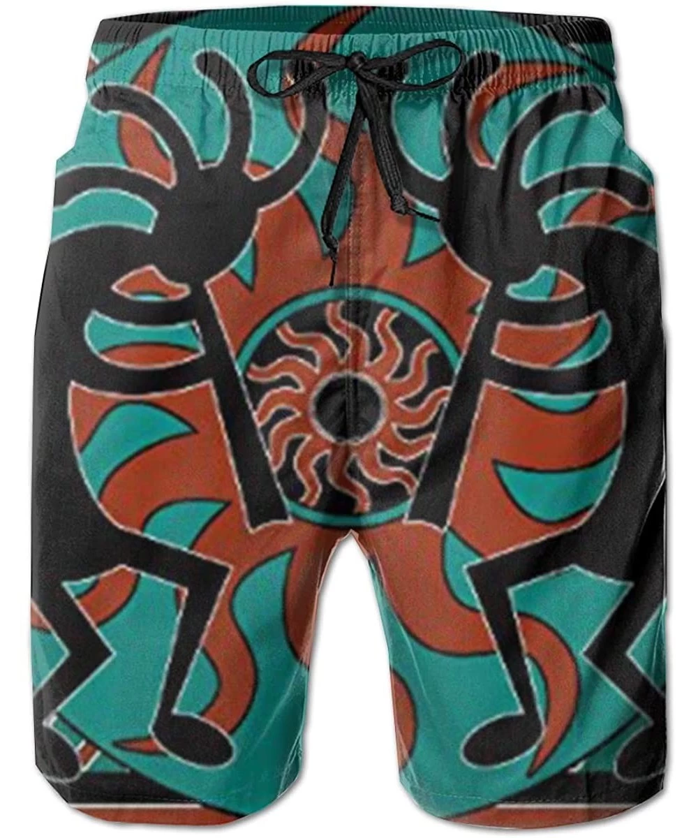 Board Shorts Mens Swim Trunks Quick Dry Beach Shorts Drawstring Waist Surf Shorts (Nature Deer Paintings) - Native American I...