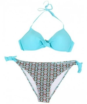 Sets Women's Swimsuit Halter Halter Strap Solid Print Bikini Set(T-Mint Green-XL) - T-mint Green - C4196U4NGMZ