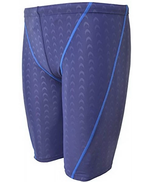 Racing Men's Swim Trunk Quick Dry Rapid Swim Splice Square Solid Jammer Swim Suit - Blue_02 - C3182YW9SAG