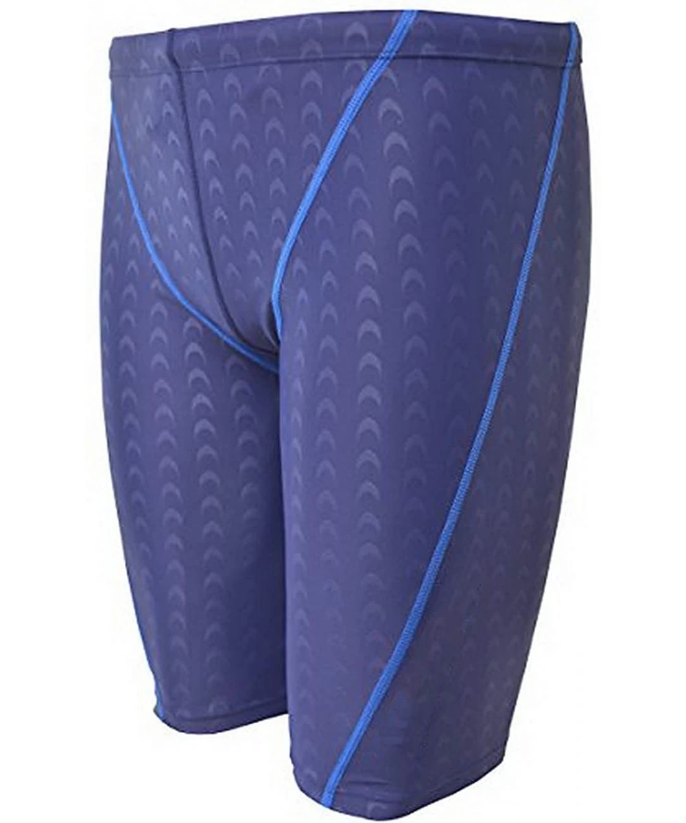 Racing Men's Swim Trunk Quick Dry Rapid Swim Splice Square Solid Jammer Swim Suit - Blue_02 - C3182YW9SAG