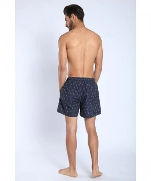 Trunks Mens Printed Swim Trunks Quick Dry Beach Shorts with Mesh Lining - H Anchor Patterns Black - CB18EDCLXTI