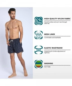 Trunks Mens Printed Swim Trunks Quick Dry Beach Shorts with Mesh Lining - H Anchor Patterns Black - CB18EDCLXTI