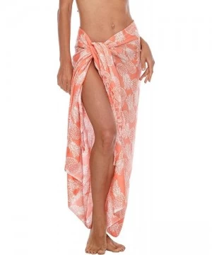 Cover-Ups Womens Beach Cover Up Sarong Swimsuit Cover-Up Pareo Coverups Print - Coral - CB193NWLDOO