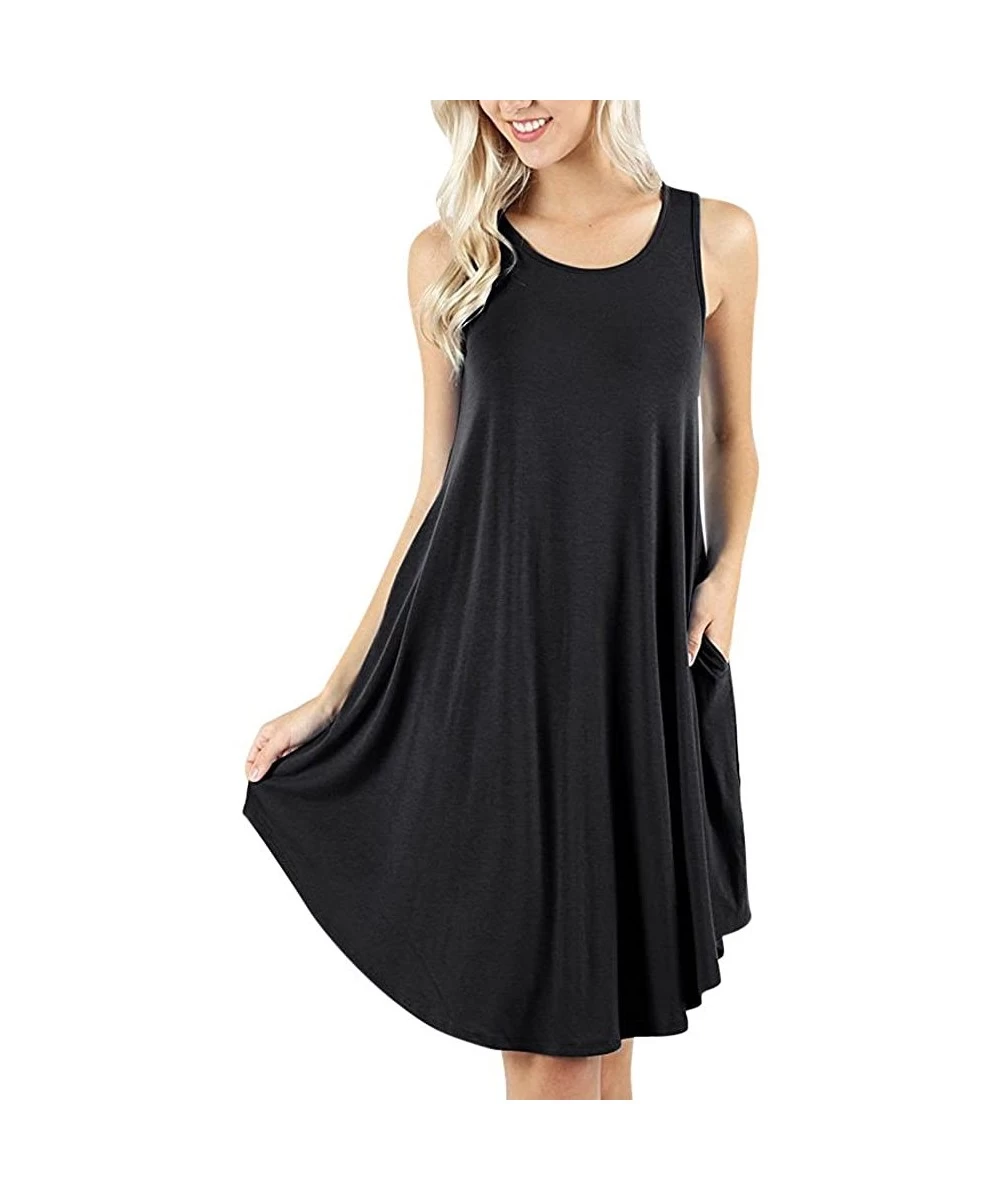 Cover-Ups Women's Dresses Casual Sleeveless Spaghetti Strap Double Breasted Plain Shift Mini Dress Party Tank Dress Sundresse...