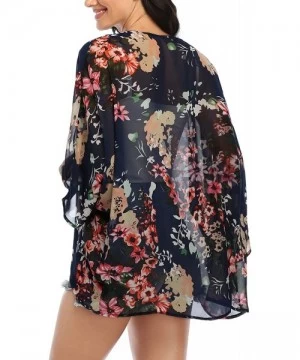 Cover-Ups Women's 3/4 Sleeve Floral Kimono Cardigan- Sheer Loose Shawl Capes- Chiffon Beach Cover-Up- Casual Blouse Tops - A1...