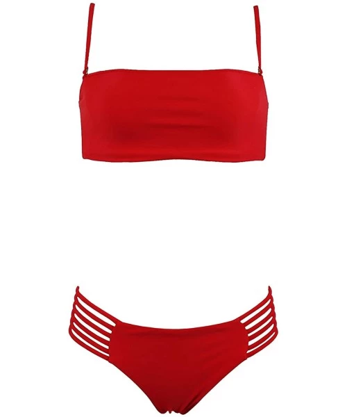 Sets Women's Mermaid Bandeau Push Up Bikini top Bikini Swimwear(FBA) - B-red - CE187ACRIQS