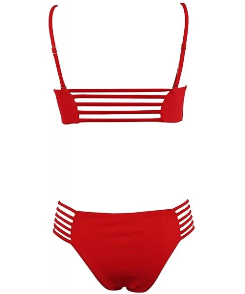 Sets Women's Mermaid Bandeau Push Up Bikini top Bikini Swimwear(FBA) - B-red - CE187ACRIQS