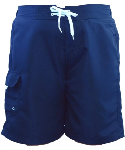 Racing Women's Plus Size Solid Swim Board Shorts - Navy - CZ184HHY7HM