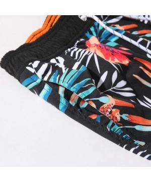 Board Shorts Mens Printed Swim Trunks Beach Shorts with Drawstring - Black Floral - CR18T73EYXZ