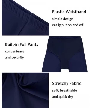 Board Shorts High Waisted Swim Shorts for Women Skinny Board Shorts Long Sports Swimsuit Bottoms - Navy Blue - CE1926WUCW9