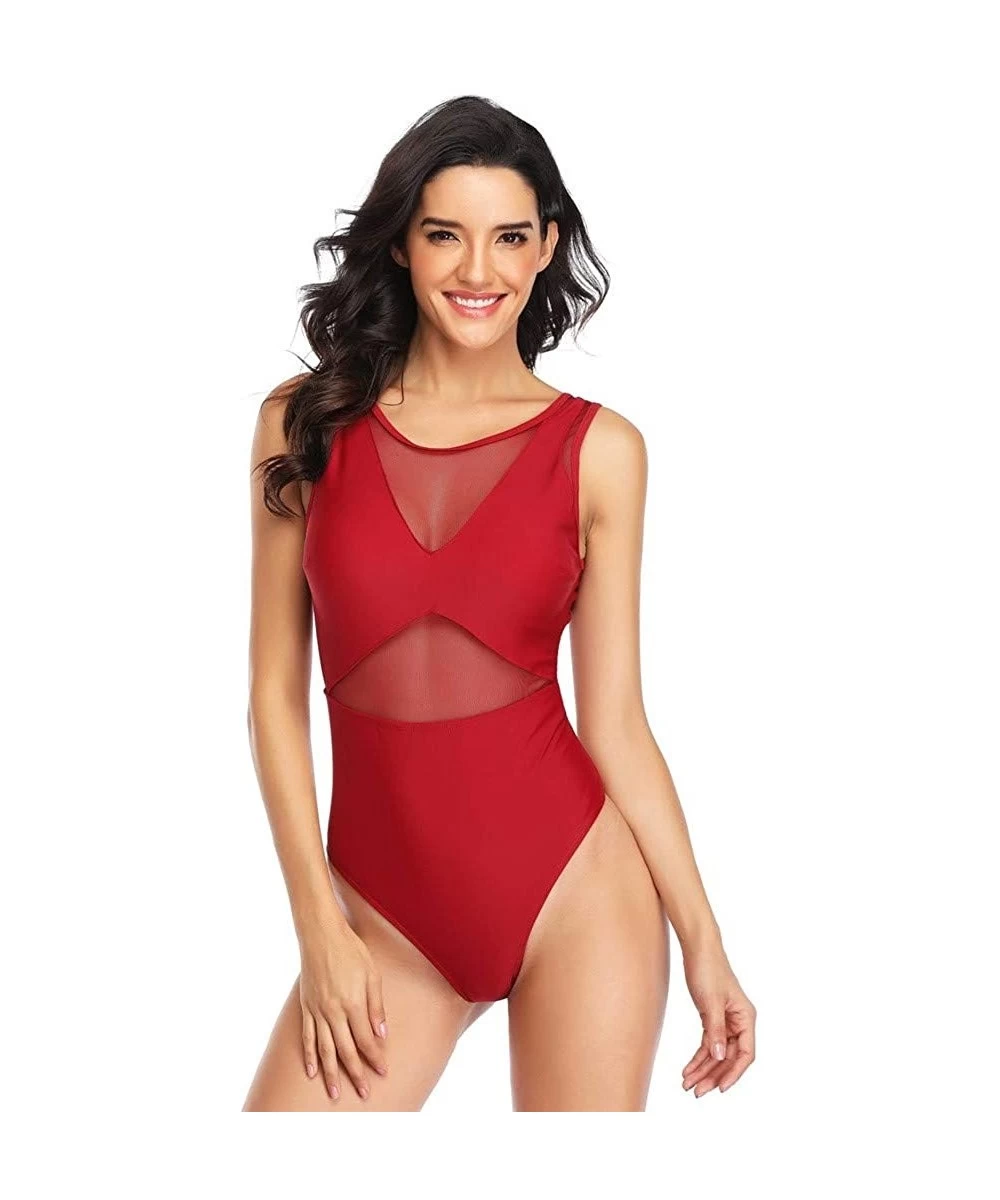 One-Pieces Women's Ruffle One Piece Swimsuit Deep V Neck Plunge Monokini Swimsuit Tummy Control Backless Bathing Suits 05 Win...