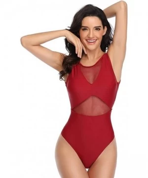 One-Pieces Women's Ruffle One Piece Swimsuit Deep V Neck Plunge Monokini Swimsuit Tummy Control Backless Bathing Suits 05 Win...