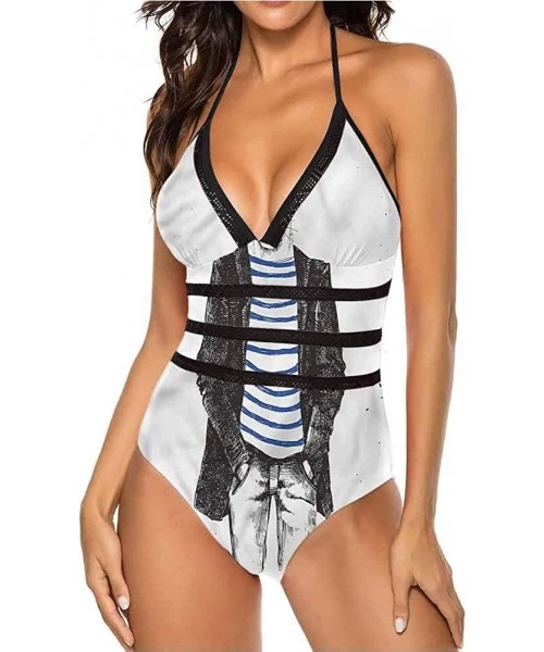 One-Pieces Women's Strappy Swimwear Princess Portrait Frame Great for Pool Party - Multi 27 - C619C25ZGC2