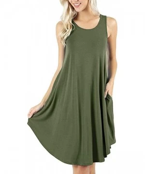 Racing Women's Sleeveless Loose Plain Dresses Casual Short Dress with Pockets - Army Green - CS18TL80YZS