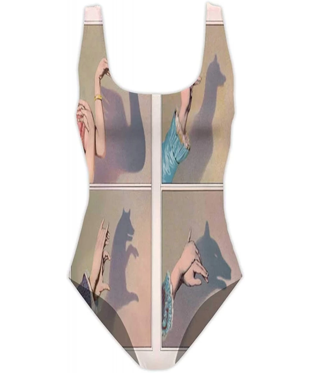 One-Pieces Hand Shadow Puppets swan-Women's Conservative Athletic One Piece Training Swimsuit Bear S - Multi 01 - CP190TKMK8M