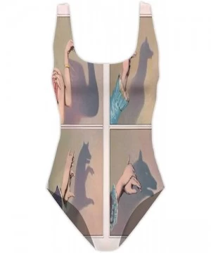 One-Pieces Hand Shadow Puppets swan-Women's Conservative Athletic One Piece Training Swimsuit Bear S - Multi 01 - CP190TKMK8M