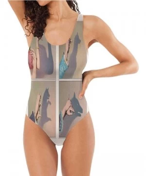 One-Pieces Hand Shadow Puppets swan-Women's Conservative Athletic One Piece Training Swimsuit Bear S - Multi 01 - CP190TKMK8M