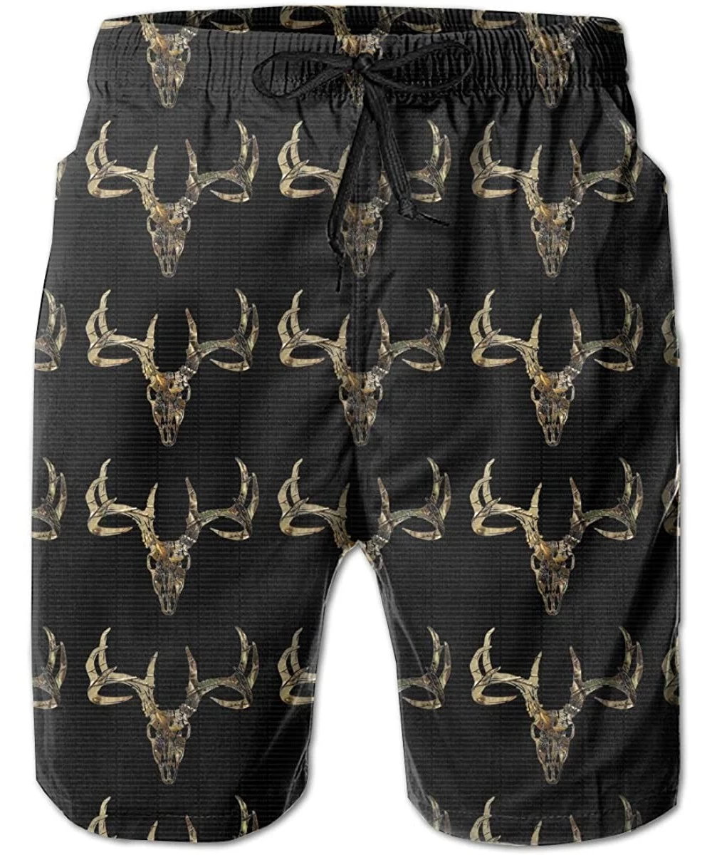 Board Shorts Mens Quick Dry 3D Printed Beach Trunks Board Shorts Casual Summer Swimwear Pants - Hunting Deer Head Camoflauge ...