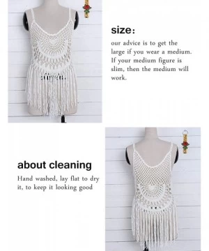 Cover-Ups Women's Handmade Crochet Swimsuit Cover UPS Short Halter Beach Dresses with Tassels - White - C418DOM0DZG