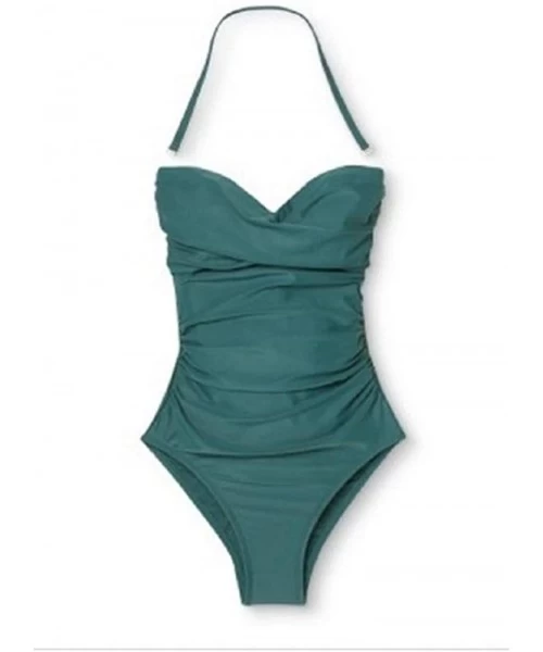 One-Pieces Women's Shirred Bandeau One Piece Swimsuit - Quest Teal - CK18WSUYWRK