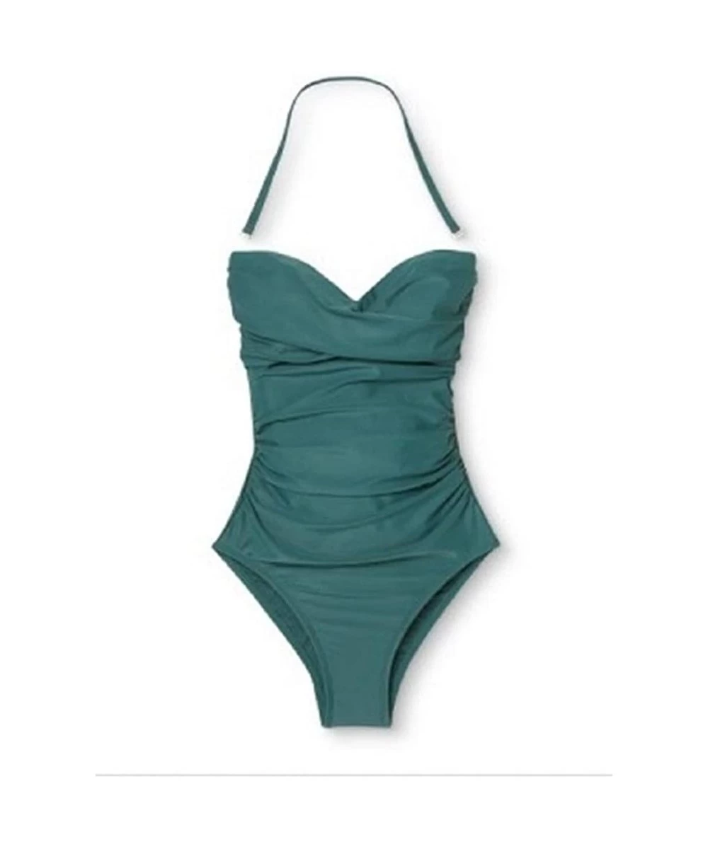 One-Pieces Women's Shirred Bandeau One Piece Swimsuit - Quest Teal - CK18WSUYWRK