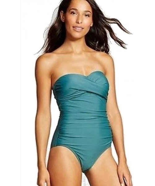 One-Pieces Women's Shirred Bandeau One Piece Swimsuit - Quest Teal - CK18WSUYWRK