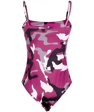 One-Pieces Women 2019 Bathing Suit Monokini Swimwear Sexy Camouflage High Cut Strapless One Piece Funny Halter Swimsuit Zzred...