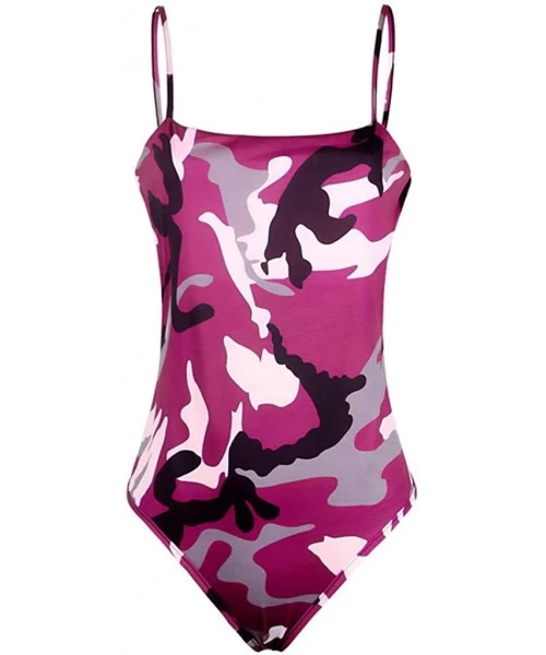 One-Pieces Women 2019 Bathing Suit Monokini Swimwear Sexy Camouflage High Cut Strapless One Piece Funny Halter Swimsuit Zzred...