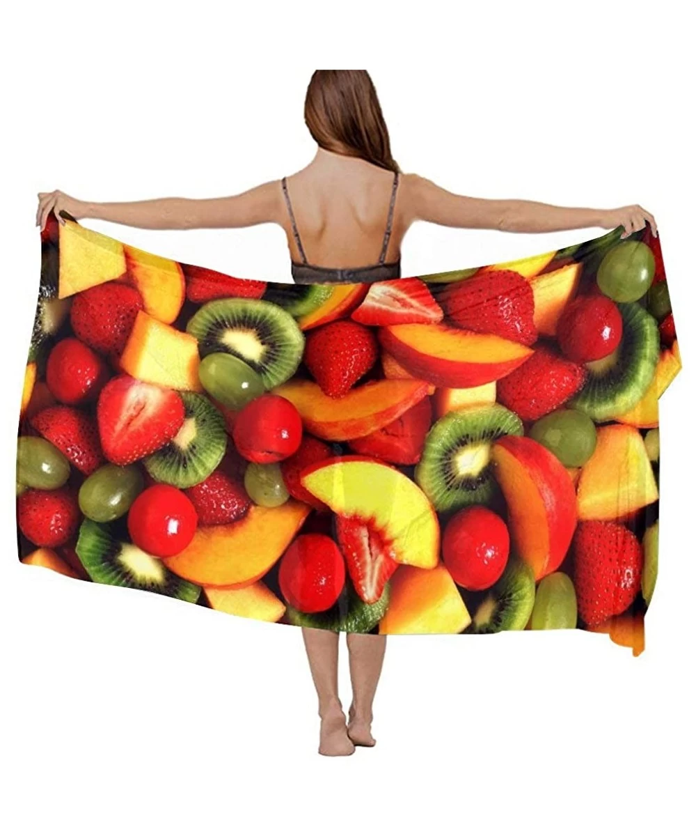 Cover-Ups Women's Swimwear Cover Ups- Summer Vacation Beach Sarong Soft Shawl Wrap - Fresh Fruits and Vegetables - C119C4MILQY