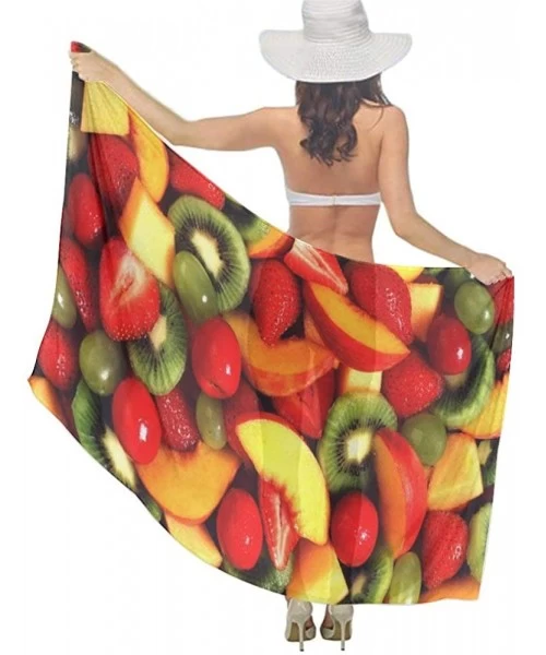 Cover-Ups Women's Swimwear Cover Ups- Summer Vacation Beach Sarong Soft Shawl Wrap - Fresh Fruits and Vegetables - C119C4MILQY