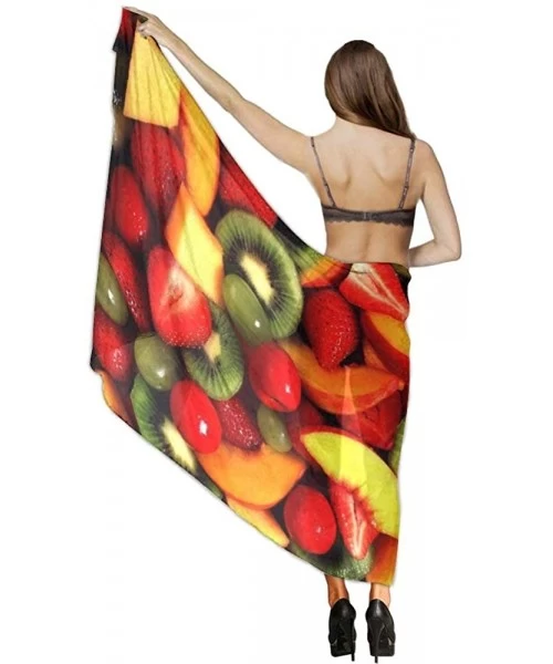 Cover-Ups Women's Swimwear Cover Ups- Summer Vacation Beach Sarong Soft Shawl Wrap - Fresh Fruits and Vegetables - C119C4MILQY