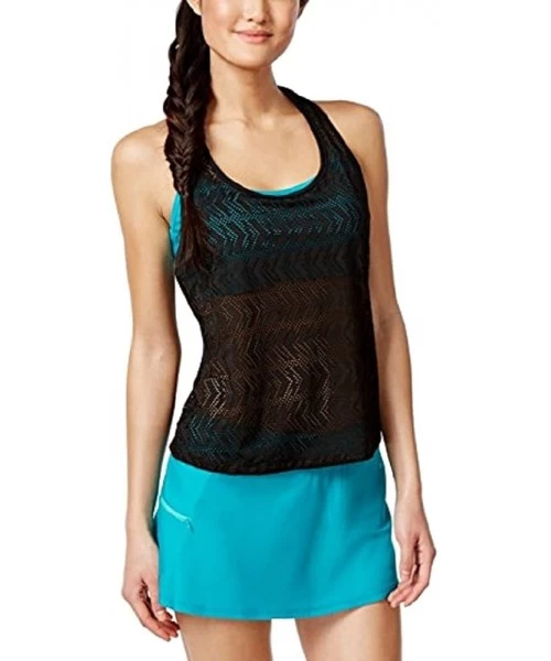 Tankinis Crochet Layered Tankini Top with Racerback Bra - C1183NLAUW4