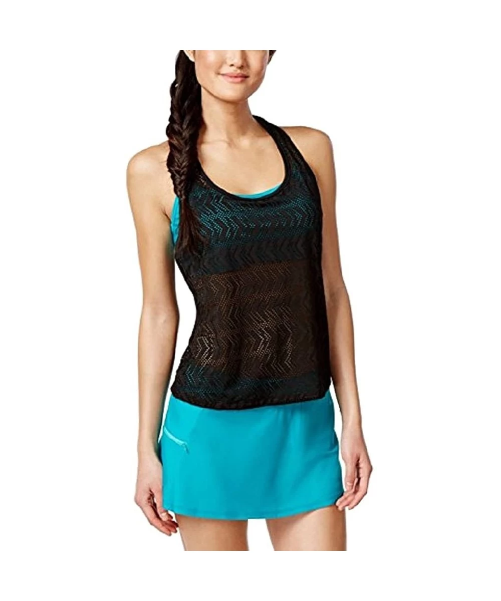 Tankinis Crochet Layered Tankini Top with Racerback Bra - C1183NLAUW4