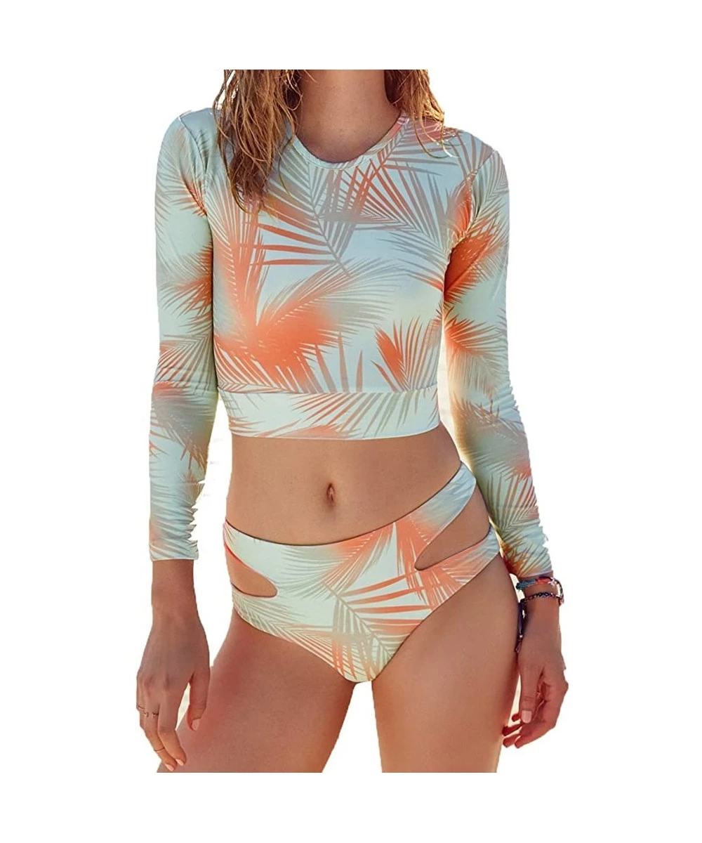 Rash Guards Womens Long Sleeve Rash Guard UV UPF 50+ Sun Protection Printed Zipper Surfing One Piece Swimsuit Swimwear - 7 - ...