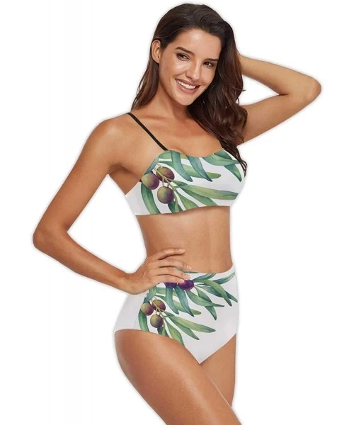 Sets Village of Manarola-Women's Bikini Set Two Piece Padded Bathing Suit for Surfing on The Terre Coast Italy with Flowers -...