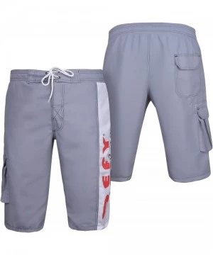 Board Shorts Men's Quick Dry Beach Shorts Board Shorts Swim Surf Trunks Casual Summer Shorts - Grey - CJ18MEQE332