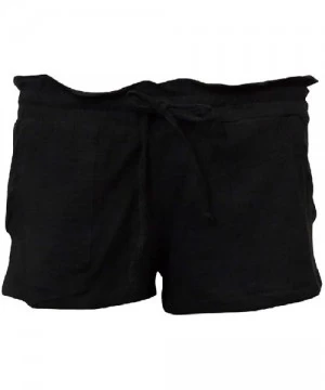 Cover-Ups Women's Crinkled Cotton Pocket Swim Cover Shorts - Black Cavier - CJ12E1F3PQ7