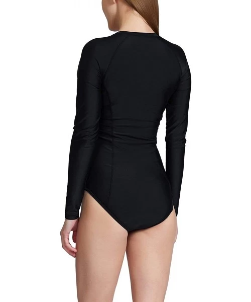 One-Pieces Women's Long Sleeve One Piece Sun Protection Rash Guard Rashguard UPF 50+ Wetsuit Swimsuit - Black - CP189MYS220