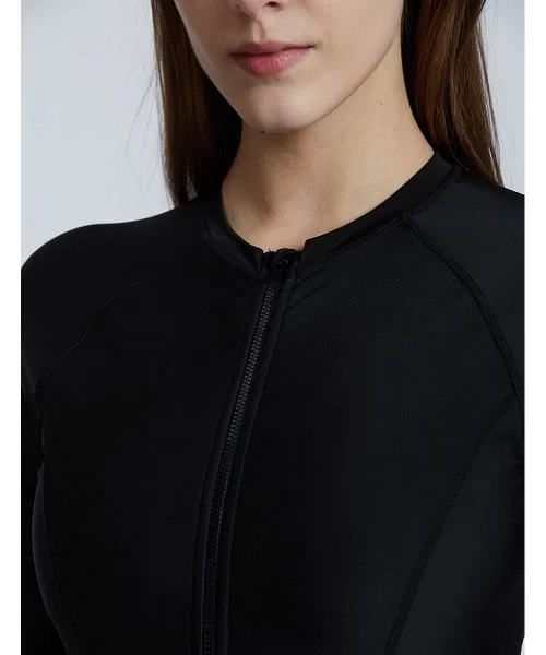 One-Pieces Women's Long Sleeve One Piece Sun Protection Rash Guard Rashguard UPF 50+ Wetsuit Swimsuit - Black - CP189MYS220