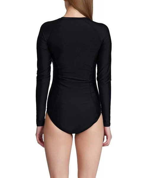 One-Pieces Women's Long Sleeve One Piece Sun Protection Rash Guard Rashguard UPF 50+ Wetsuit Swimsuit - Black - CP189MYS220